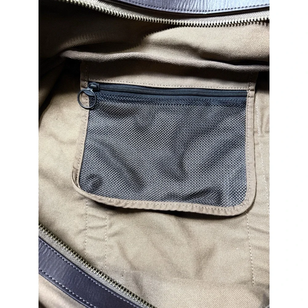 Lands End Waxed Canvas Duffle Bag Brown Heavy Duty Travel Vacation Gym